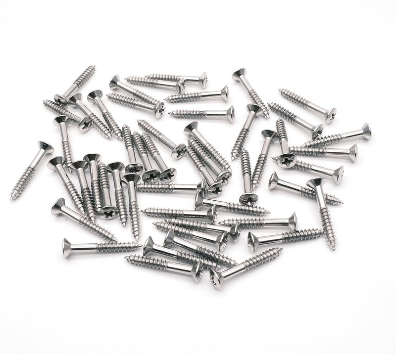harpfeas Guitar Humbucker Pickup Ring Mounting Screws Pickup Frame Surround Screws Compatible with Epiphone Les Paul Stratocaster SG Guitar (Chrome 50 Pack) - Image 1